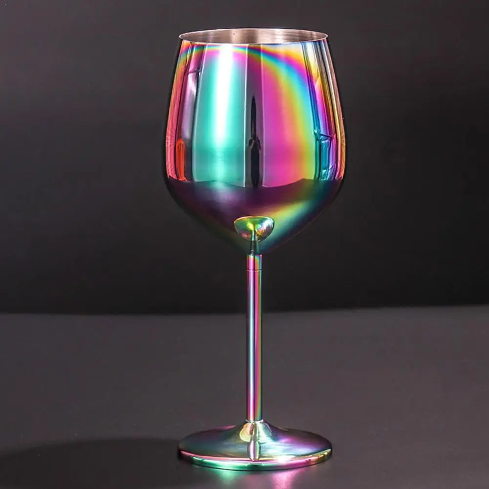 

500ml Wine Glass Colorful Metal Wine Cup For Bar Party Steel Anti-drop Single Layer Champagne Goblet Cocktail Glass