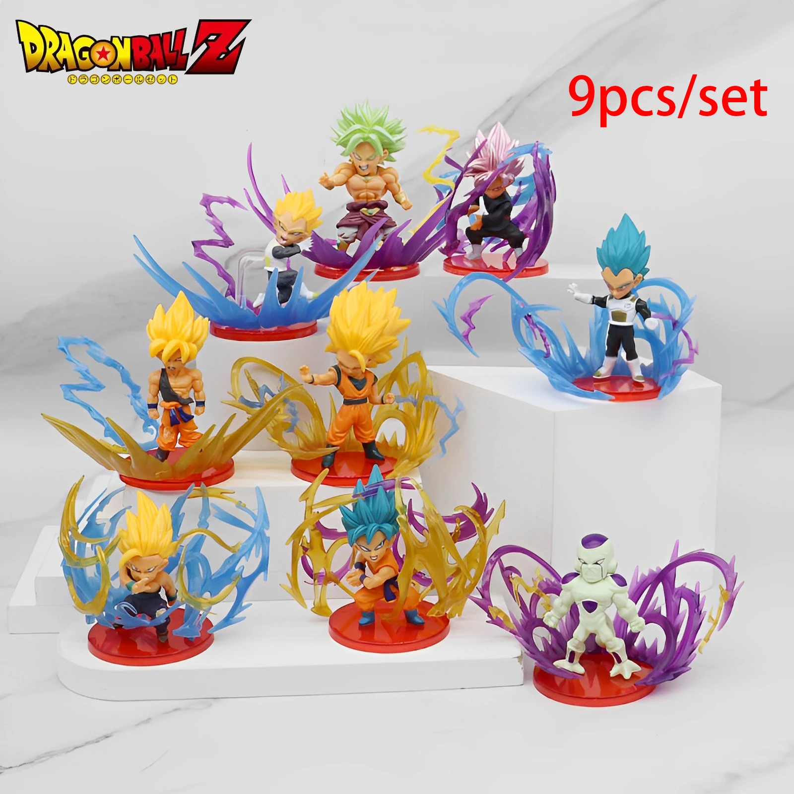 

9pcs/set Dragon Ball Q Version Anime Action Figure Son Goku Vegeta IV Broli PVC Model Car Ornament Children's Toy Birthday Gift