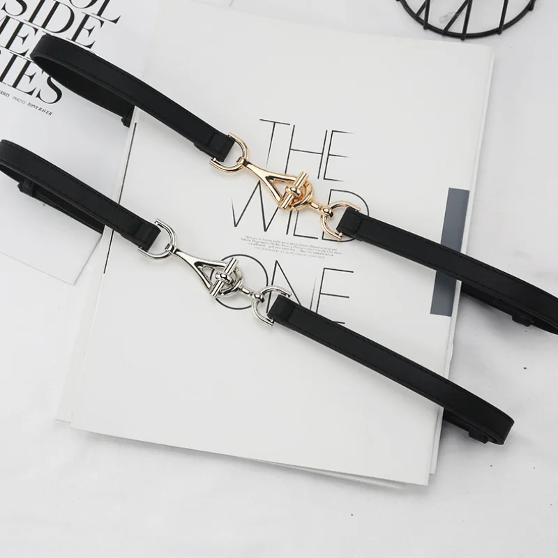 

Новинка 2022, кожаный тонкий ремень для женщин, металлическая подвесная пряжка, ремешок на талию, модный дизайнерский женский пояс для украше...