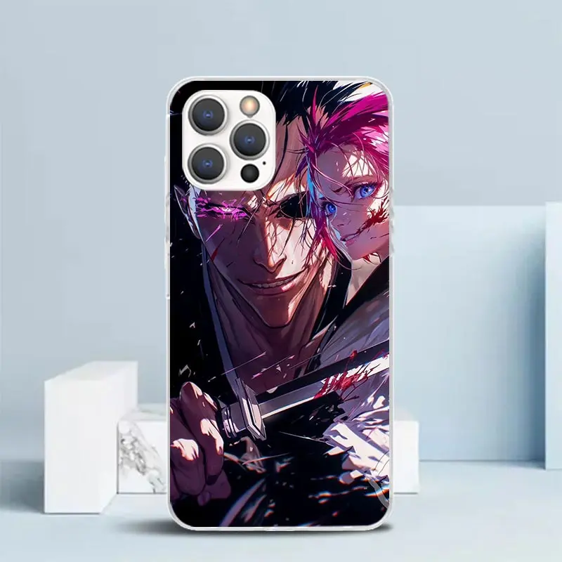 Фото Чехол Zaraki Kenpachi Bleach с мягким покрытием для iPhone 16, 17 Air, 15, 14 Pro Max, 16E, 17E, 13 Mini, 12, 11, 7, SE с принтом и узором №5