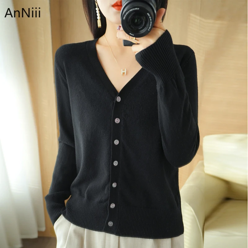 

Women's Deep V Neck Korean Cardigans Fashion Oversize Set Cárdigans Basic Coat Knitted Female Sweater Summer 2022 Long Sleeve