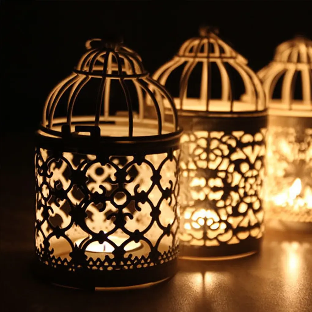 

Birdcage Candlestick Creative White Metal Tealight Candle Holder Wedding Centerpieces Tables Iron Holder Home Decor