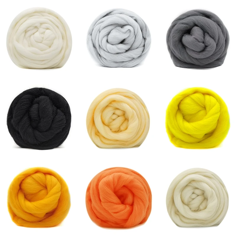 

10g Felting Wool (9 Colors) 19 Microns Super Soft Natural Wool Fiber Value Pack for Started Needle Felting Kit 0.35 OZ Per Color