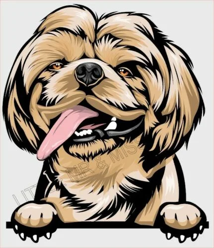

For Maltese Shih-tsu Peeking Dog Breed Color Window Laptop Sticker w/proof