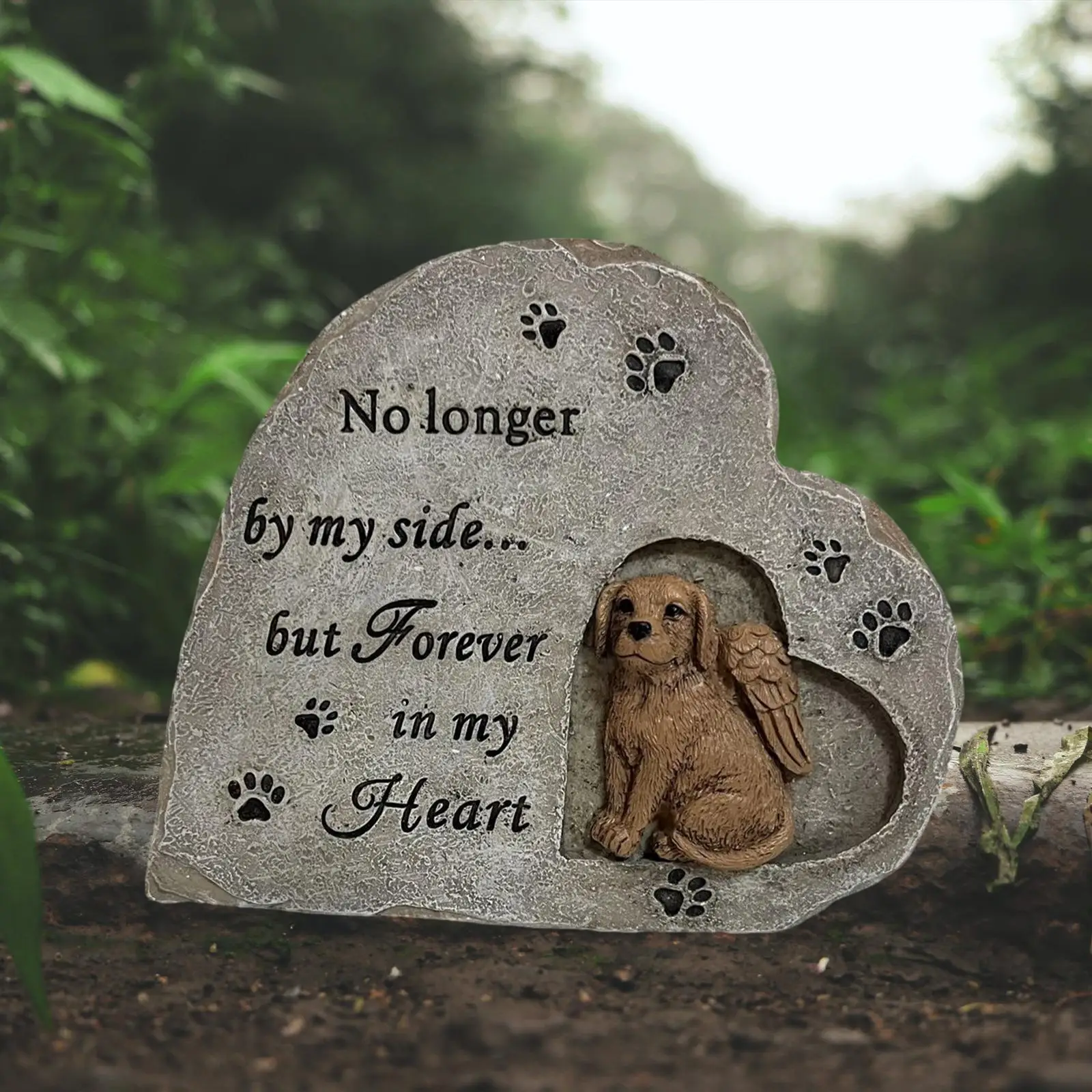 

Pet Dog Memorial Stone Paw Print Weatherproof Decorations Dog Grave Marker