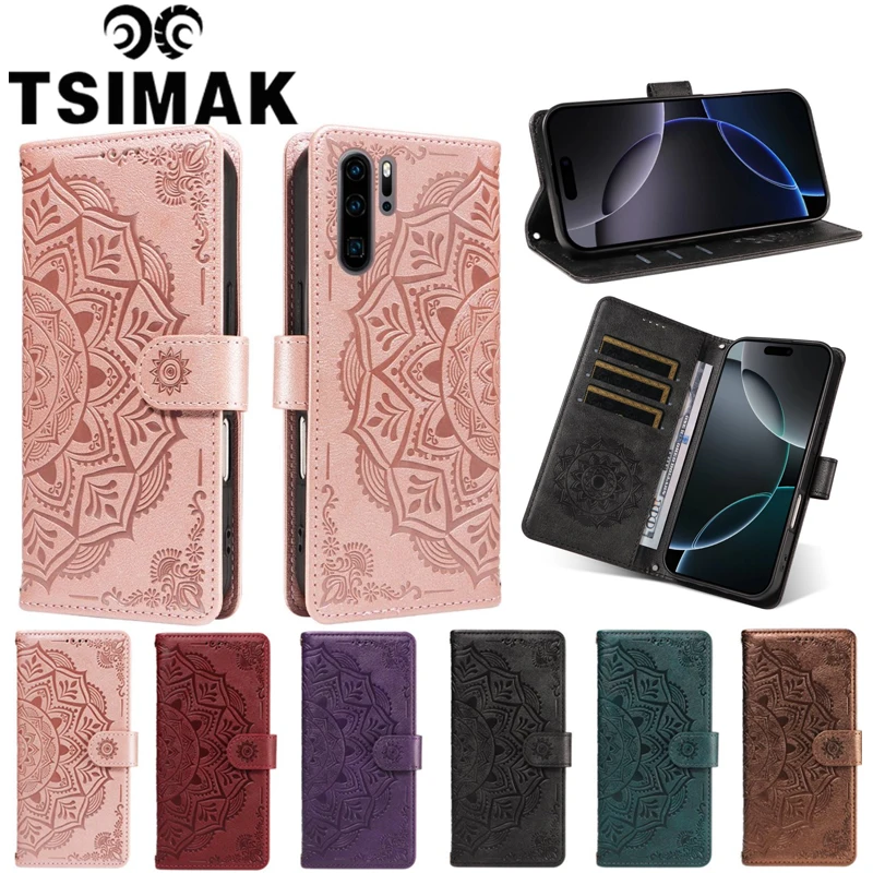 Фото Магнитный кожаный чехол для телефона Huawei P10 P20 P30 Pro Mate 10 20 Lite P8 Lite 2017 с тиснением, откидной крышкой и держателем для карт. №1