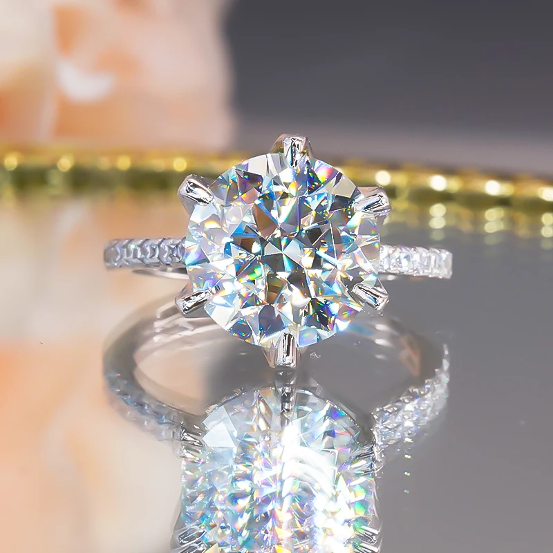 

Luxury 5 Carat High Carbon Diamond 100% 925 Sterling Silver Platinum Plated Ring for Women Wedding Engagement Fine Jewelry 2023