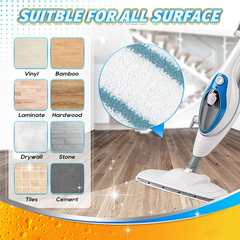 Фото Аксессуары для пароочистителя для Pursteam Thermapro 10-в-1 очиститель паровой швабры моющиеся подушечки из микрофибры для паркетного пола-[2025] №3