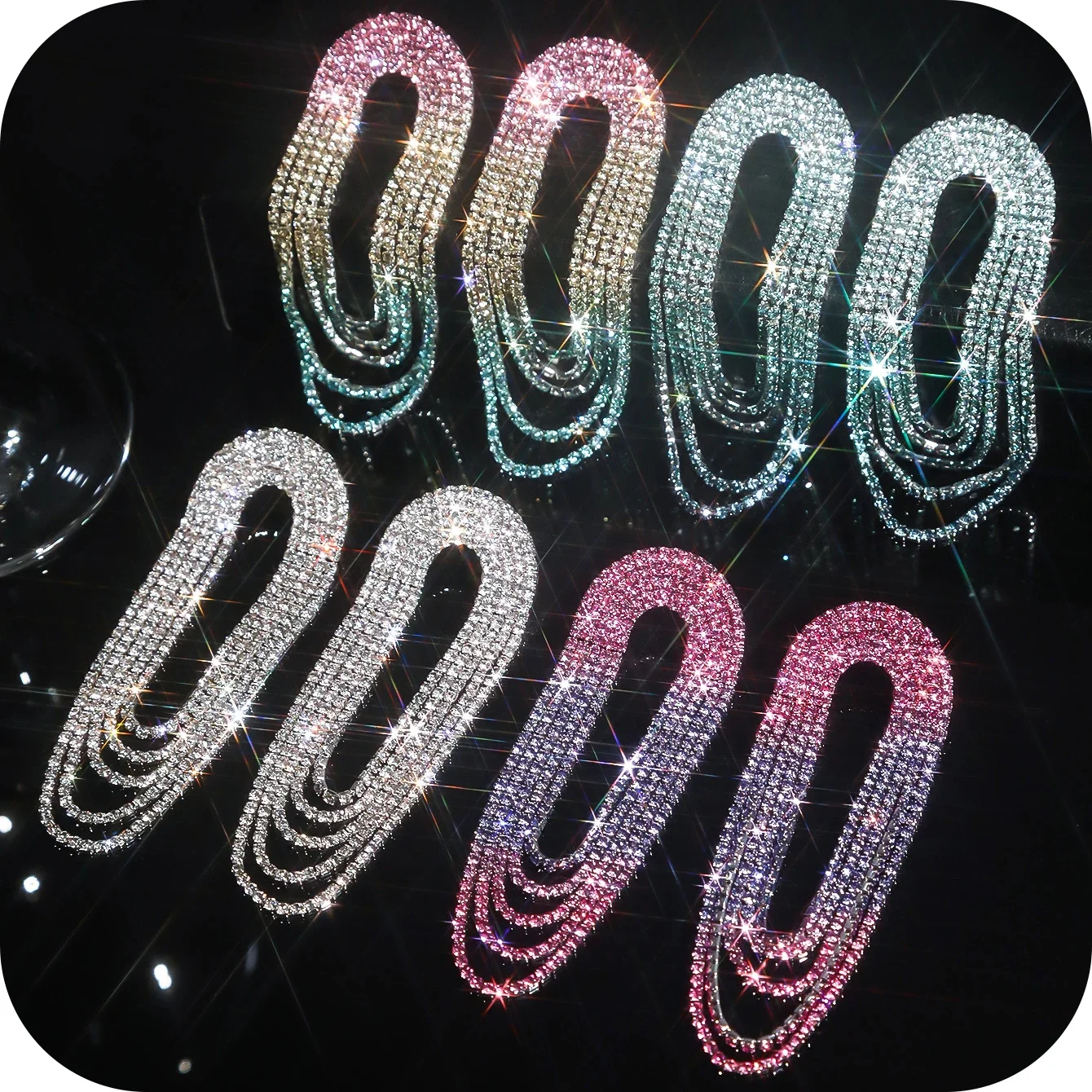 Висячие серьги со стразами для женщин длинные блестящие с кисточками и