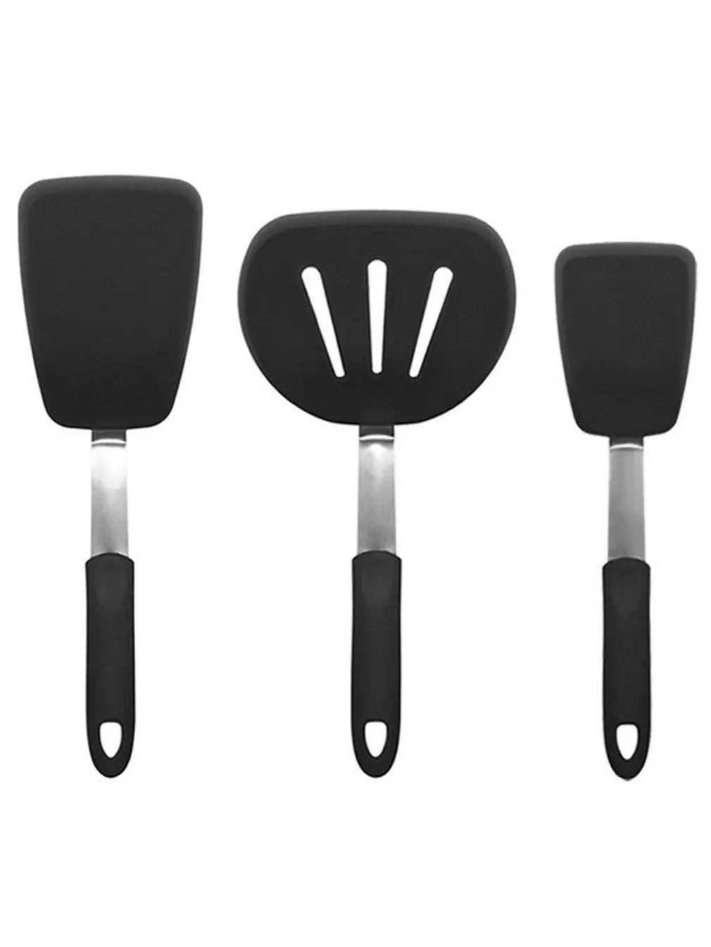 

3 Pcs Silicone Spatula For Non-stick Pan Kitchen Tool Heat-resistant Flexible Rubber Comfortable Grip