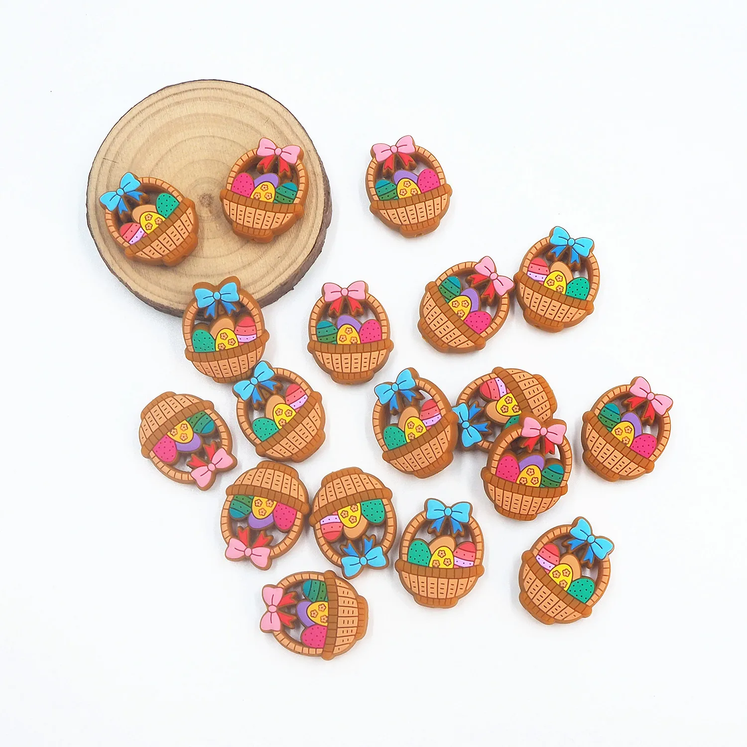 

Chenkai 10PCS Basket Focal Beads Easter Silicone Charms For Pen Making Character Beads For Beadable Pen DIY Baby Pacifier Chains