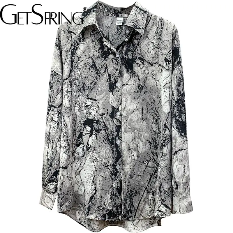 

GetSpring женская рубашка свободного покроя с леопардовым принтом, женская блузка с длинными рукавами, темпераментная Свободная Повседневная Д...