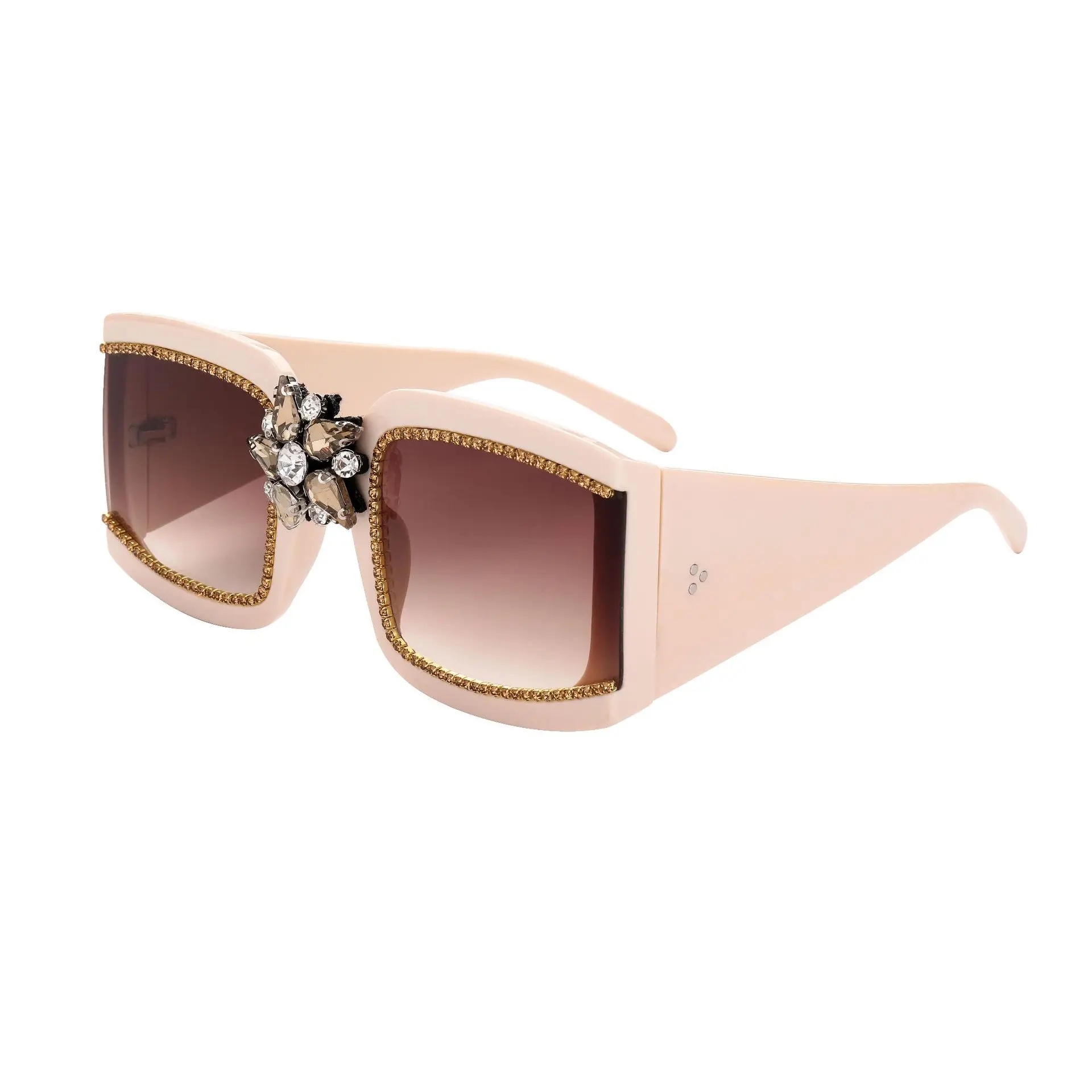 

Large Square Frame Personalized Trendy Sunglasses Luxury Flower Rhinestone Sunglasses Retro Crystal Handmade Sunglasses