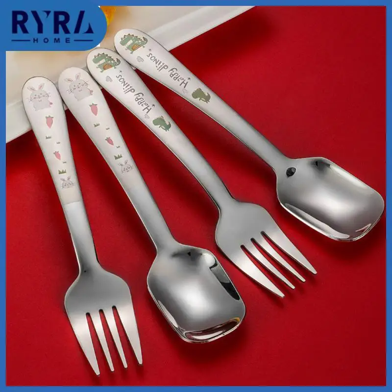 

Lovely Children Tableware Cartoon Cute Rabbit Flat Headed Spoon Monster Car Spoon Fork