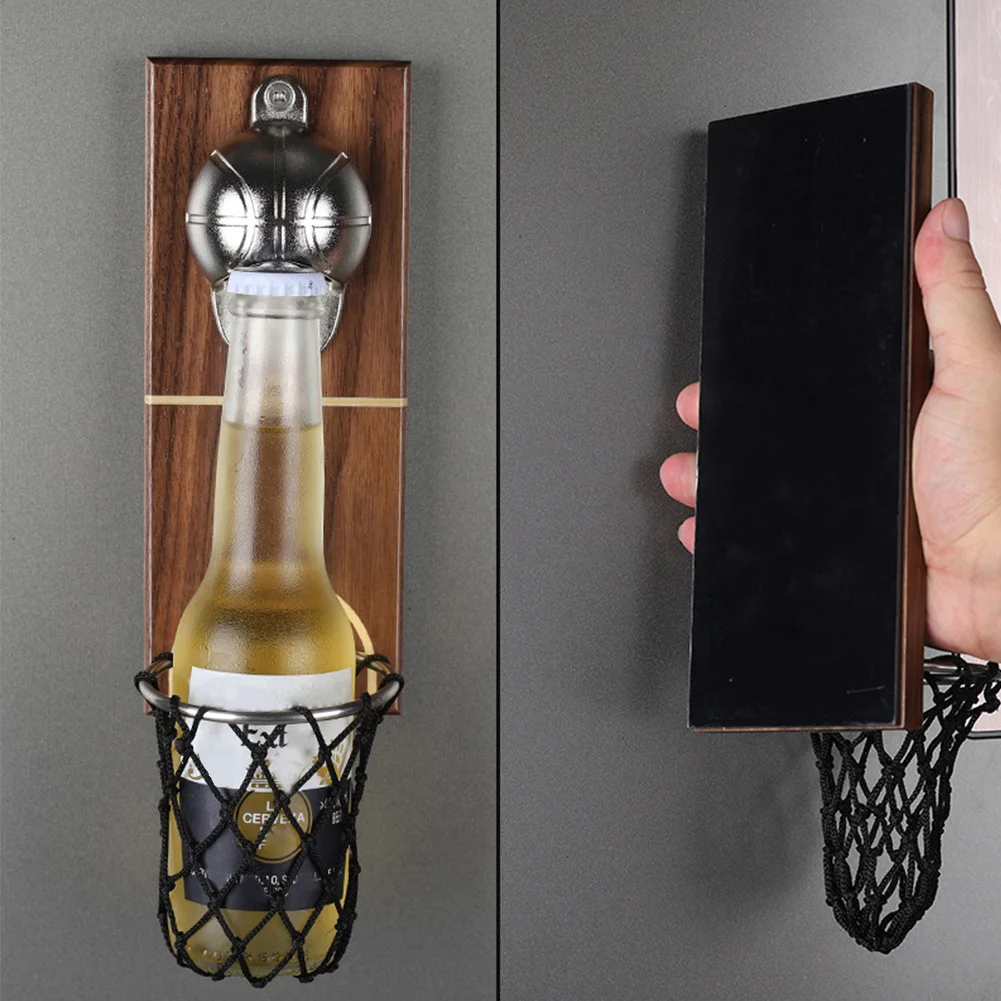 

Magnetic Home With Cap Collector Multifunction Gift Restaurant Beer Durable Wall Mounted Basketball Bottle Opener Easy Install