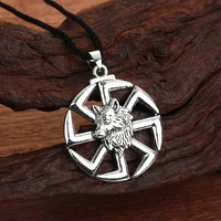 kolovrat with wolf necklace slavic sun and wheel svarog god sign pendant pagan symbol of the mythology