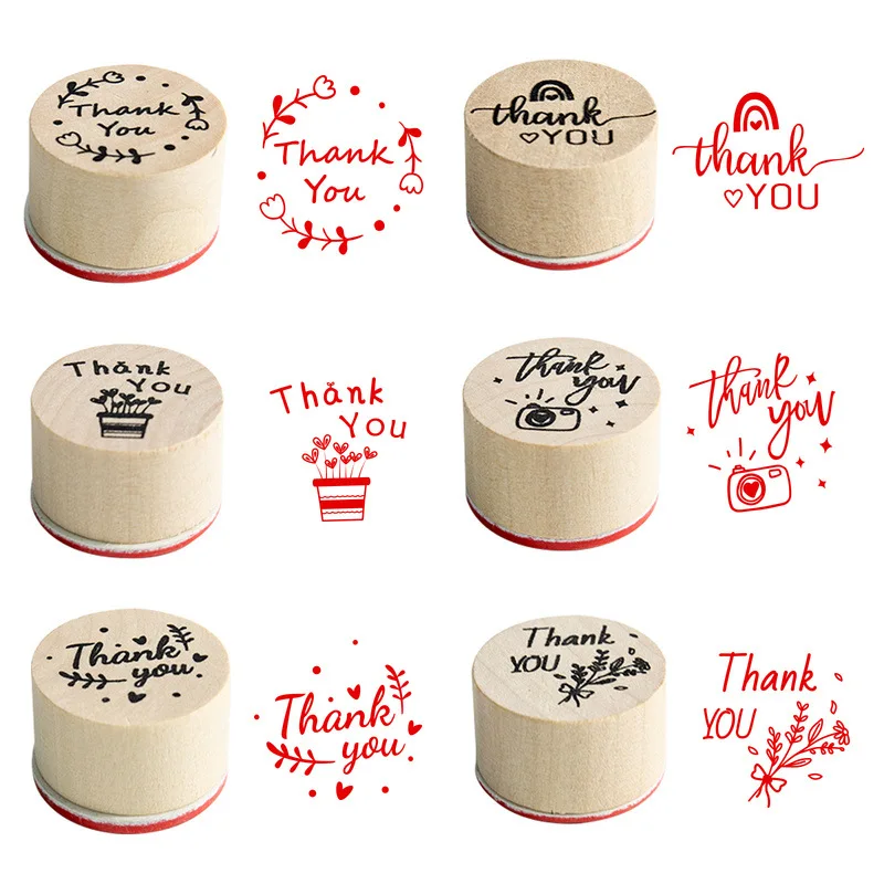 

thank You Wood Rubber Stamps Round Wooden Stamp DIY Craft Scrapbooking Stamping Birthday Party Christmas Wedding Decoration