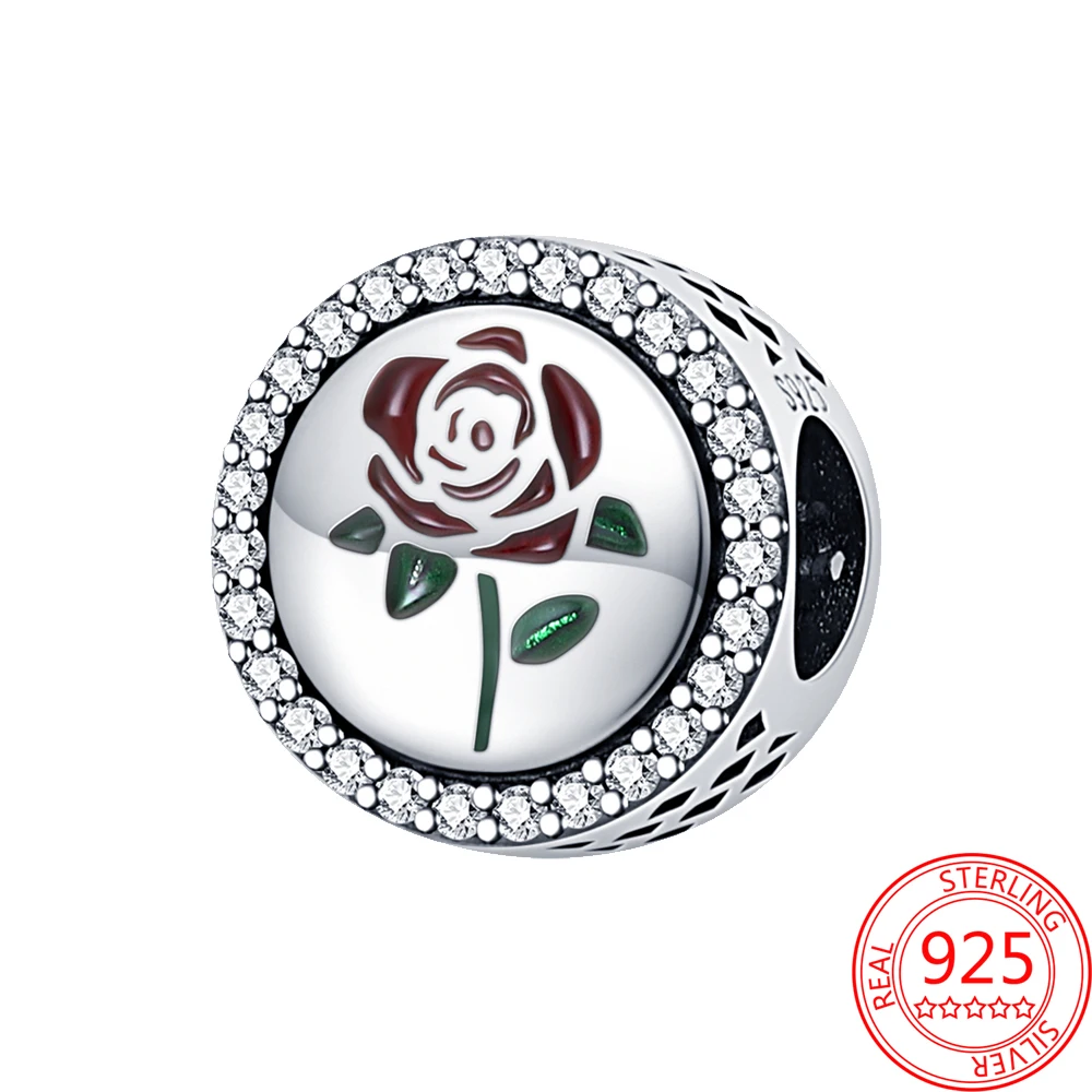 

Бусины-подвески женские из серебра 925 пробы с зачарованным цветком розы