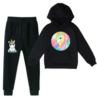 unicorn childrens clothes sets boys and girls sports suits spring sweatshirt hoodie outdoor causal tracksuit 2 piece teenager