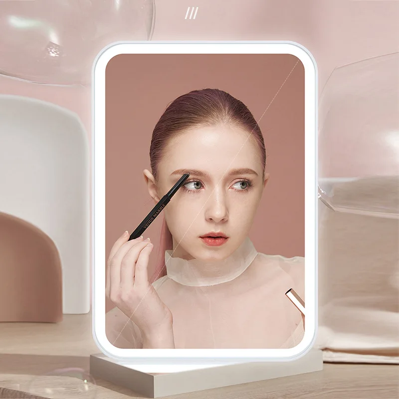 

LED Makeup Mirror With Light TYPE-C Charging Capacity 1000 Level Stepless Dimming Desktop 360 Rotating Light Fill Mirror Makeup