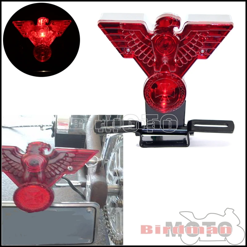 

Motorcycle 12V Taillight Rear Brake Stop Lamp Eagle Shape License Plate Light Red Blinker Indicator For Harley Bobber Chopper
