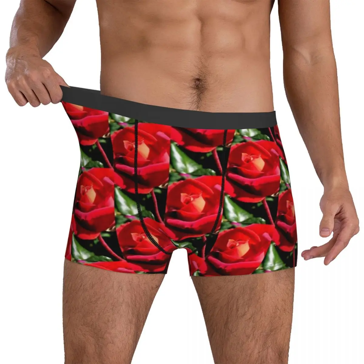 

Red Roses Underwear Flowers Print 3D Pouch Trenky Boxer Shorts Sublimation Boxer Brief Funny Men's Underpants Plus Size