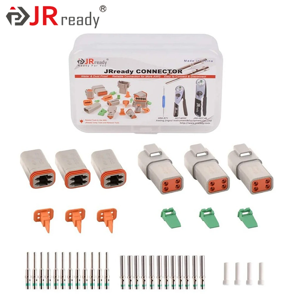 

JRready DT 4-контактный разъем серый водонепроницаемый Электрический проводной разъем с твердым контактом и уплотнительной вилкой 3 комплекта ...