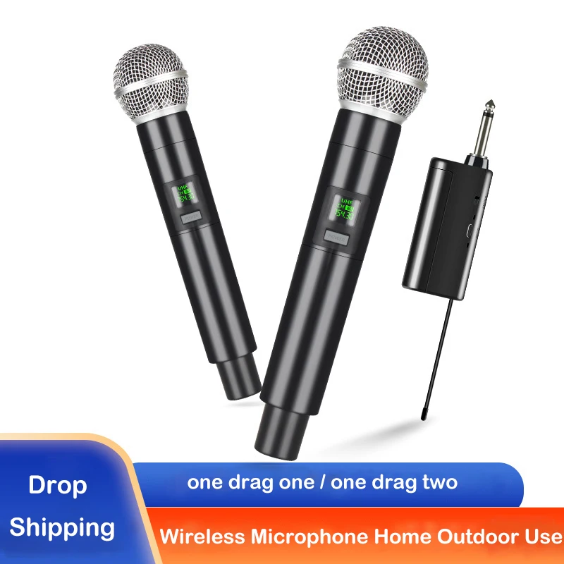 

UHF Wireless Dual Handheld Dynamic Microphone Karaoke Microphone with Rechargeable Receiver for Wedding Party Speech Church Club