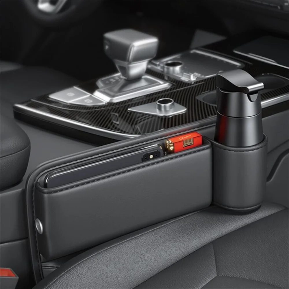 

Car Seat Gap Storage Box Multifunction Auto Seat Storage Bag Central Control With Cup Holder Car Interior Crevice Organizer