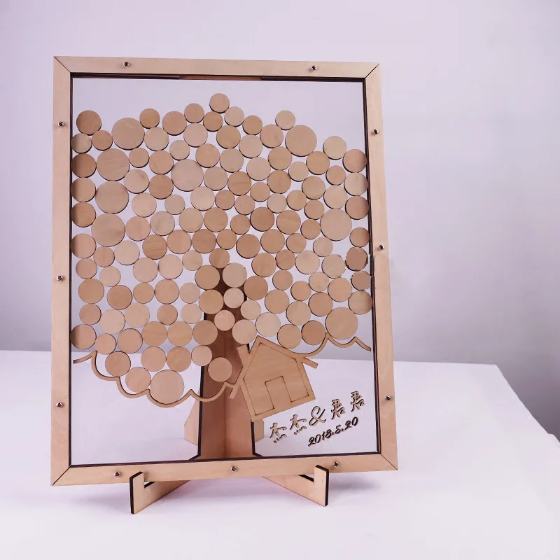 

Personalized Custom Acrylic Wedding Guestbook, Wooden Square, Warm House Wedding Signing Book, Country Party Communion Decor