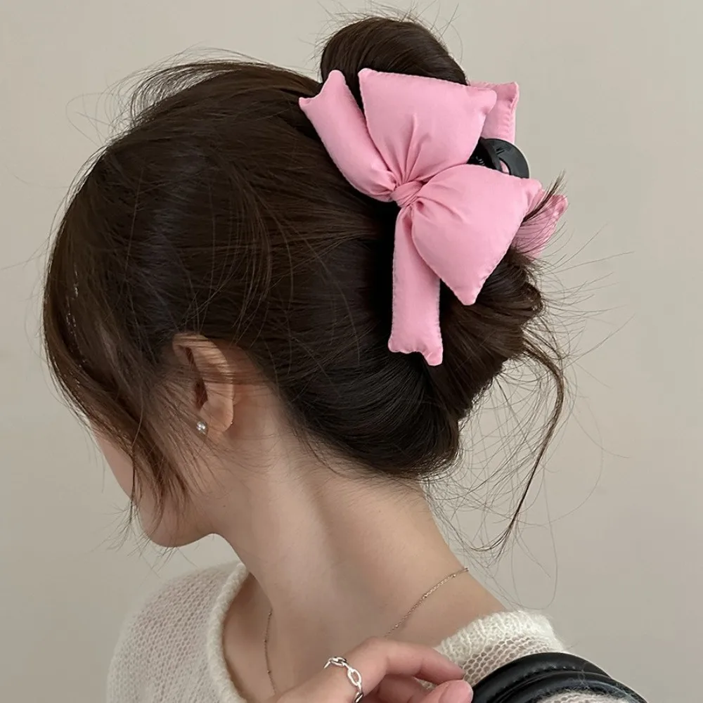 Модные большие заколки для волос с милым бантом женщин розовые черные в виде