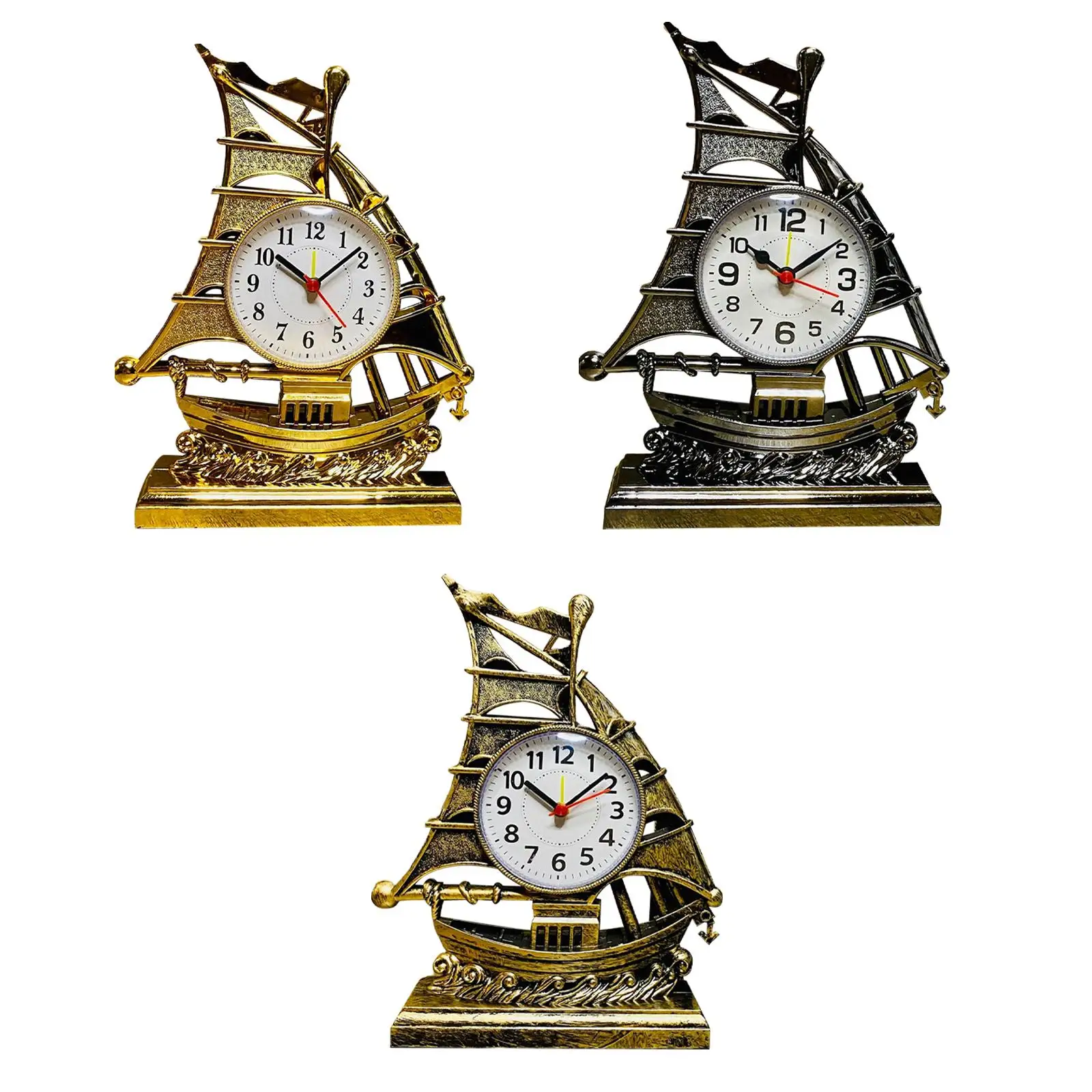 Decoration Sailing Statue Home Decor Table Clocks Desk Clock Bedside Clocks For Office Bedroom Kitchen Teens Adults