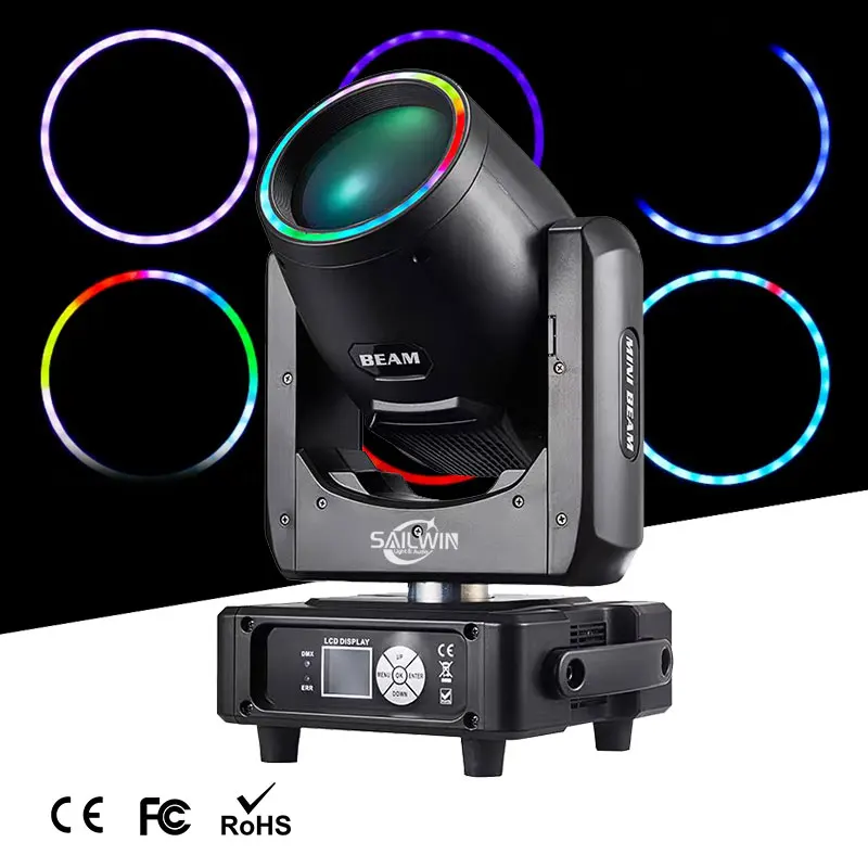 0-TAX CE/ROHS Sailwin Professional 230W 7R MINI230 Stage DMX512 Lyre Sharpy Beam Light Moving Head Wash Gobo Spot Lights