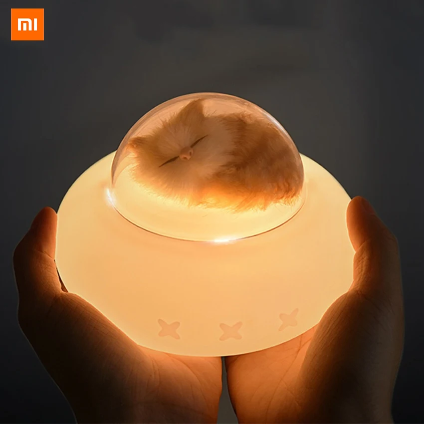 

Xiaomi Cute Pet LED Night Light Touch Sensor 7 Colors Dimmable USB Rechargeable Silicone Spaceship Bedside Lamp Children Baby