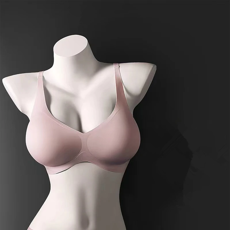 High-quality External Expansion Ladies' Underwear Showing Breasts, Big Waist, Thin Seamless, No Steel Ring, Breathable Sexy Bra