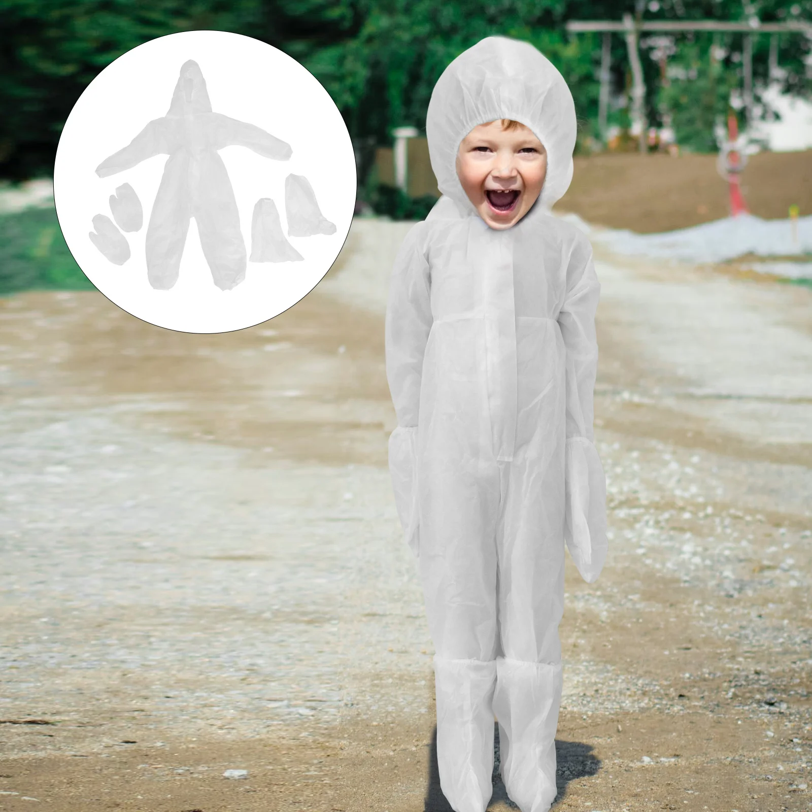 

One-piece Isolation Clothing Kids Children Isolated White Outfits Suit Pearlescent