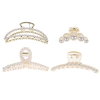 4 pcs hair claw clips girls hair claw clamps delicate pearl hair claw clips
