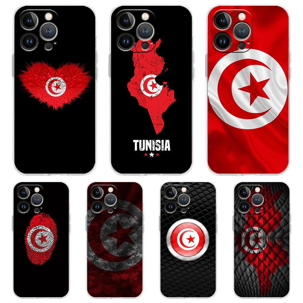 

Tunisia Flag Soft Transparent Phone Case Cover for iPhone 13 12 11 Pro Max X XR 8 7 Plus SE 2020 XS Max Luxury Shell Fundas Bag