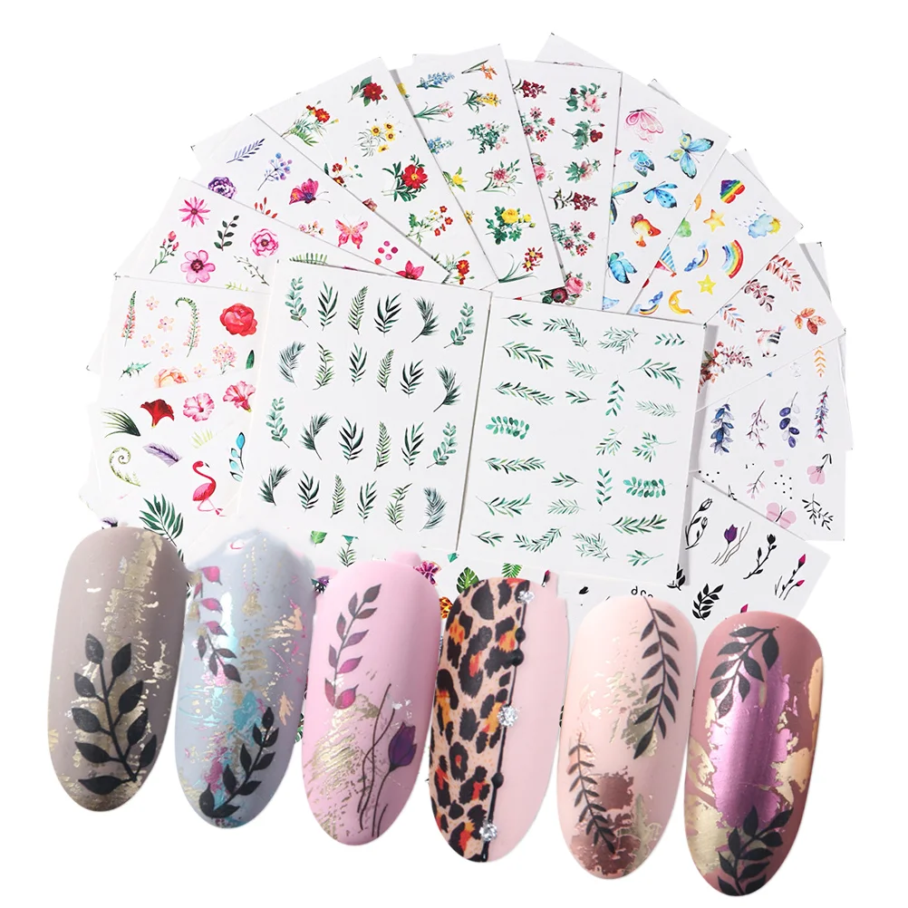 

24 Sheets Nail Stickers Beautiful Decorative Various Nail Pastes Stickers Decals for Girl