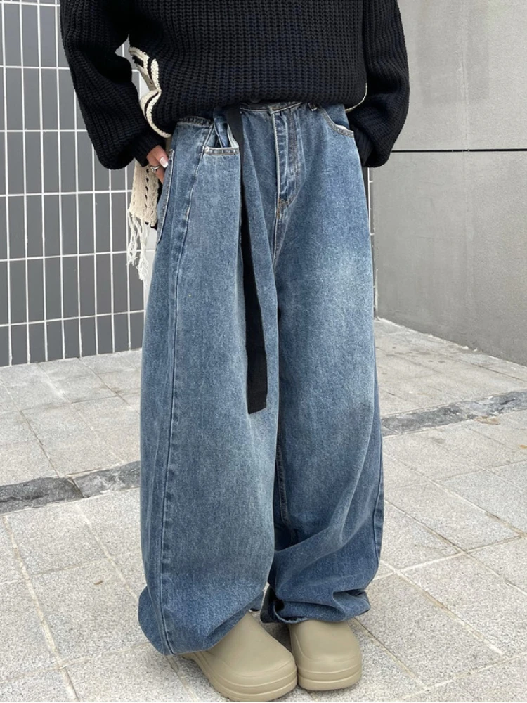 

Джинсы-карго женские свободные, винтажные прямые штаны в Корейском стиле, в японском стиле, длиной до пола, с широкими штанинами, весна 2023