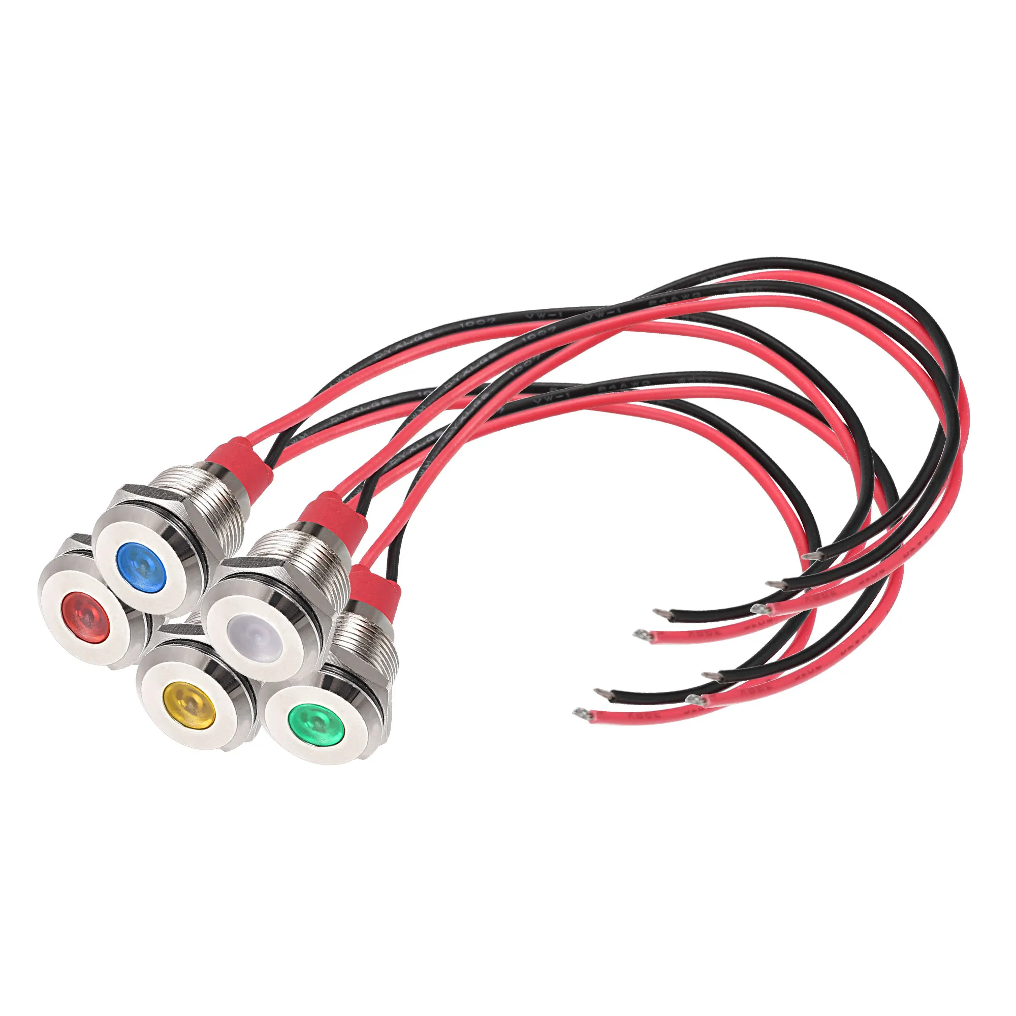 

Uxcell 5 шт. AC/DC 24 в 12 мм 5 цветов светодиодный индикатор сигнала световая панель 140 мм кабель