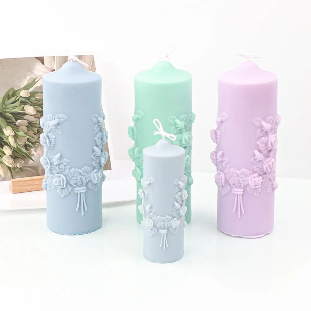 

Orchid of the valley flower carving cylindrical aroma candle production DIY resin clay soap chocolate Fontant mold home decorati