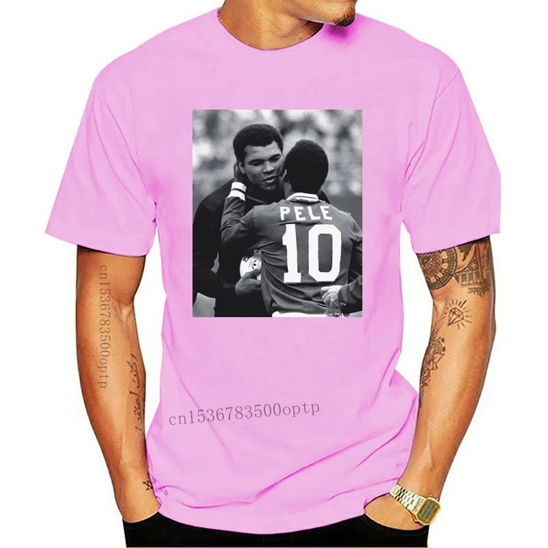 

Camiseta con estampado 3D para hombre, prenda de vestir Unisex, de marca, de algodón 2021, Pele y mahemed Ali Meet, novedad, 100