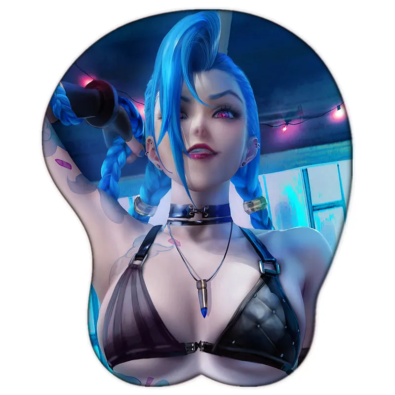 Пикантный 3D коврик для мыши League of Legends Jinx большой игровой силиконовый гелевый
