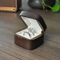 walnut wood jewelry box engagement ceremony ring storage proposal portable ring holder case rustic wedding ring box shop display