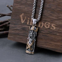 stainless steel mixed gold viking necklace slavic horned helmet mens amulet pendant fashion scandinavian jewelry as men gift