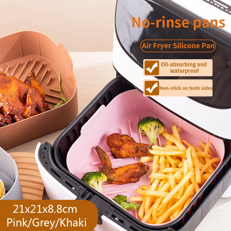 

Square Air Fryer Silicone Pot Tray BBQ Pad Barbecue Plate Airfryer Oven Baking Mold Mat Nonstick Reusable Kitchen Accessories