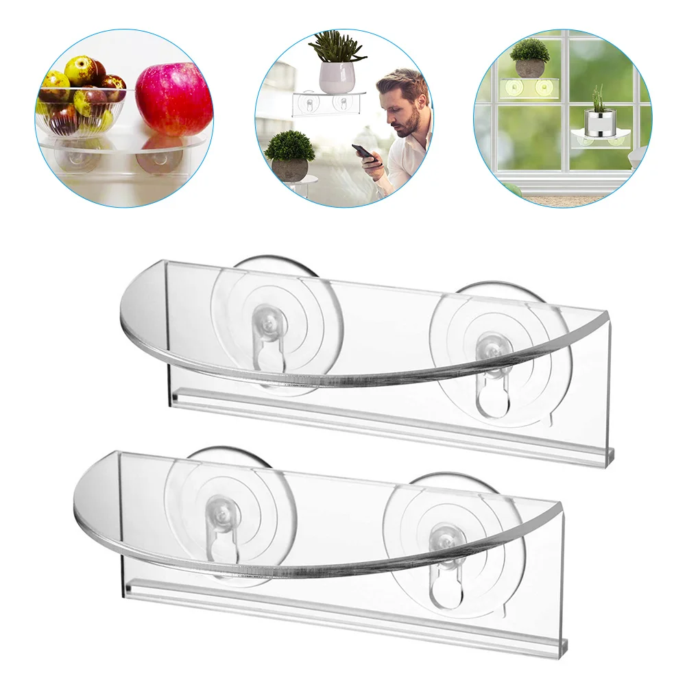 

Shelf Shelves Window Acrylic Wall Suction Cup Display Holder Adhesive Flower Transparent Planter Floating Hanging Aquarium Tank
