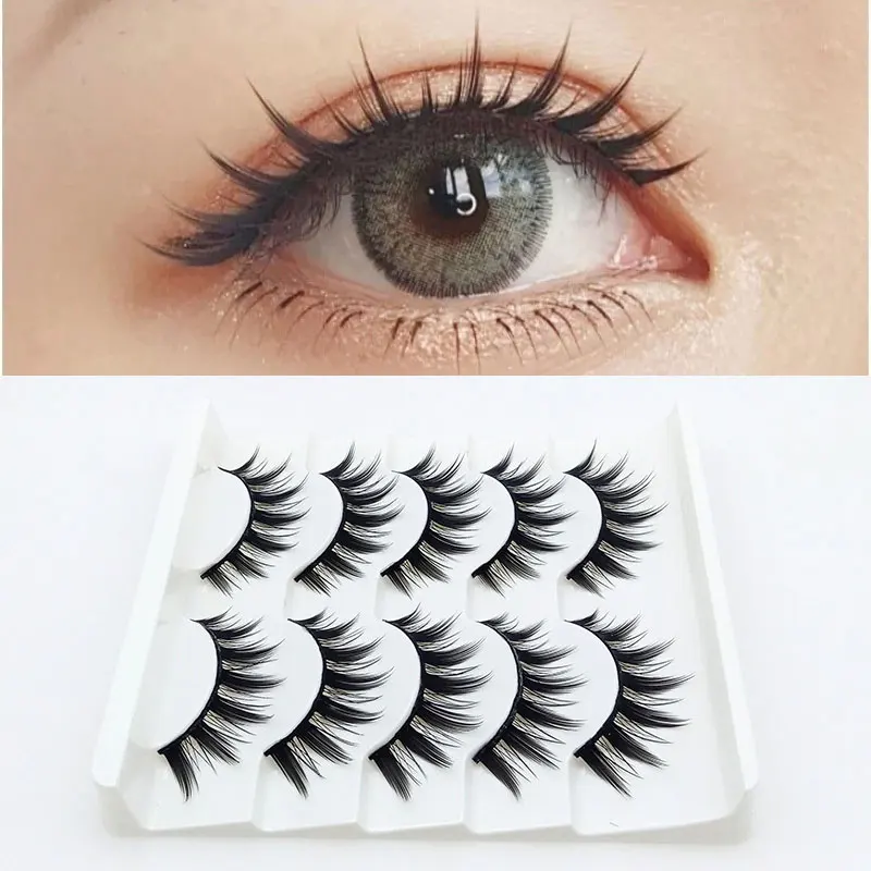 

Cosplay 5 Pairs 3D Mink False Eyelashes Natural Makeup Eyelash Extension Long Cross Volume Soft Fake Eye Lashes Winged Faux