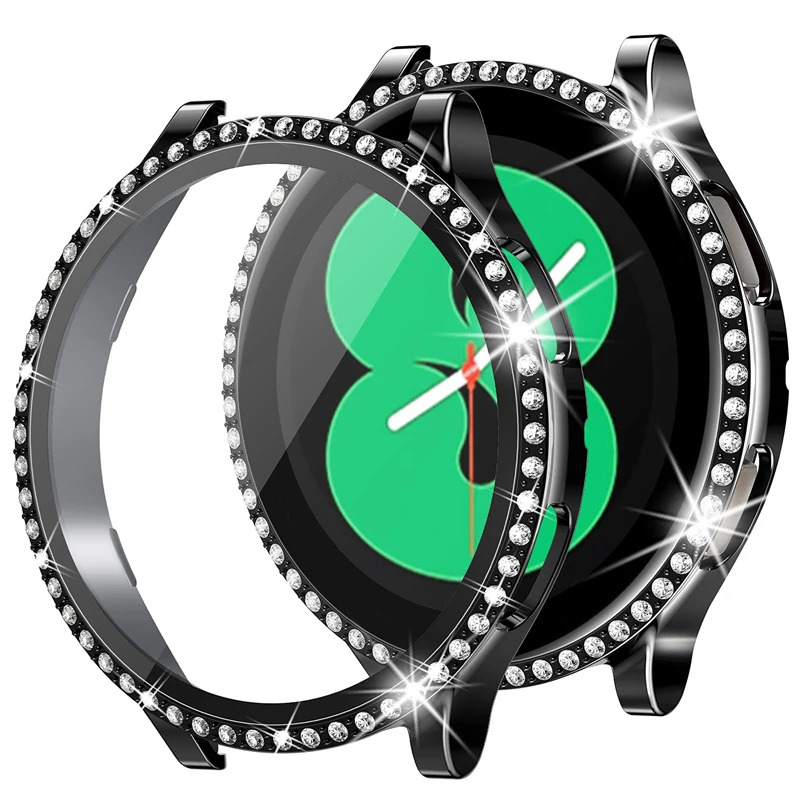 

Шикарное стекло + крышка для samsung Galaxy watch 4, чехол, Алмазный бампер из поликарбоната + Защита экрана для Galaxy watch 4 44 мм 40 мм, аксессуары для корпус...